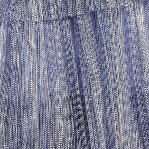 NWT Gianni Bini Grace Metallic Plisse Sweetheart Neck Cut-Out Tiered Dress  Sz 8